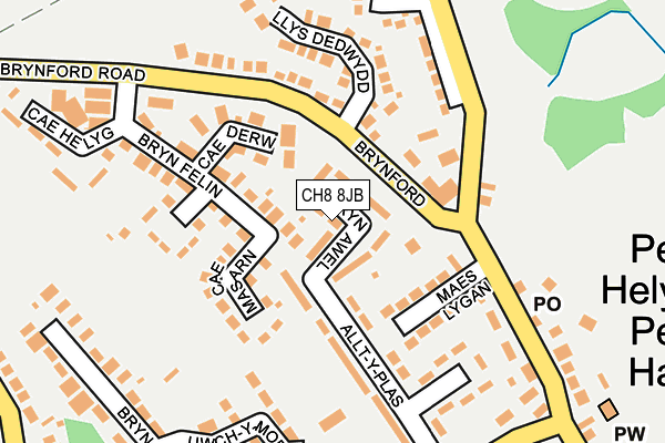 CH8 8JB map - OS OpenMap – Local (Ordnance Survey) CH8 8JB map - OS OpenMap – Local (Ordnance Survey)