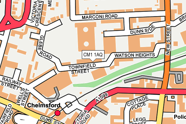 CM1 1AQ map - OS OpenMap – Local (Ordnance Survey)