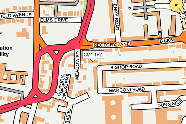 CM1 1PZ map - OS OpenMap – Local (Ordnance Survey)