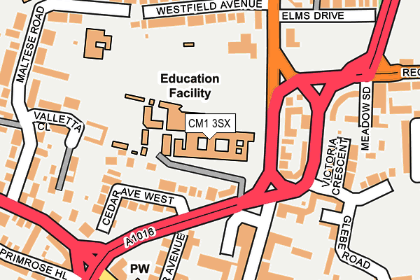 CM1 3SX map - OS OpenMap – Local (Ordnance Survey) CM1 3SX map - OS OpenMap – Local (Ordnance Survey)