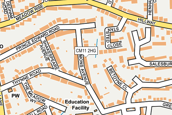 CM11 2HG map - OS OpenMap – Local (Ordnance Survey) CM11 2HG map - OS OpenMap – Local (Ordnance Survey)