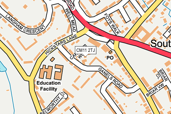 CM11 2TJ map - OS OpenMap – Local (Ordnance Survey) CM11 2TJ map - OS OpenMap – Local (Ordnance Survey)