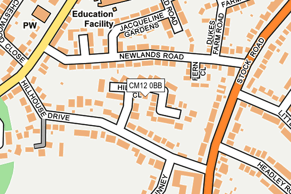CM12 0BB map - OS OpenMap – Local (Ordnance Survey) CM12 0BB map - OS OpenMap – Local (Ordnance Survey)