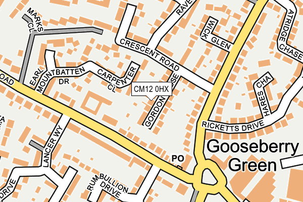 CM12 0HX map - OS OpenMap – Local (Ordnance Survey) CM12 0HX map - OS OpenMap – Local (Ordnance Survey)