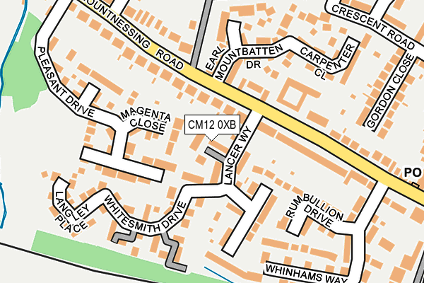 CM12 0XB map - OS OpenMap – Local (Ordnance Survey) CM12 0XB map - OS OpenMap – Local (Ordnance Survey)