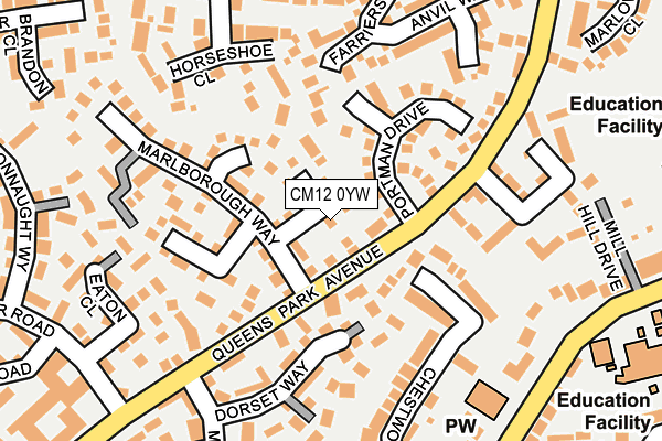 CM12 0YW map - OS OpenMap – Local (Ordnance Survey)