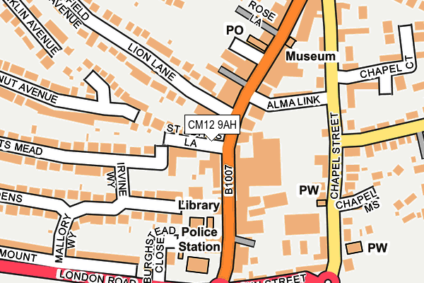 CM12 9AH map - OS OpenMap – Local (Ordnance Survey) CM12 9AH map - OS OpenMap – Local (Ordnance Survey)