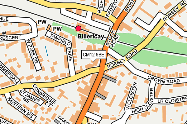 CM12 9BE map - OS OpenMap – Local (Ordnance Survey) CM12 9BE map - OS OpenMap – Local (Ordnance Survey)