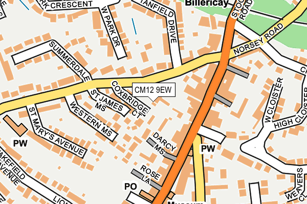 CM12 9EW map - OS OpenMap – Local (Ordnance Survey) CM12 9EW map - OS OpenMap – Local (Ordnance Survey)