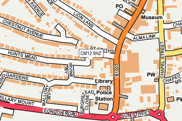 CM12 9HZ map - OS OpenMap – Local (Ordnance Survey)
