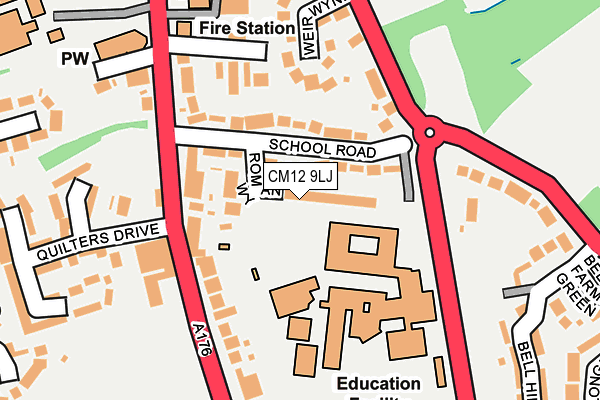 CM12 9LJ map - OS OpenMap – Local (Ordnance Survey)
