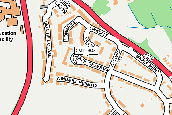 CM12 9QX map - OS OpenMap – Local (Ordnance Survey) CM12 9QX map - OS OpenMap – Local (Ordnance Survey)