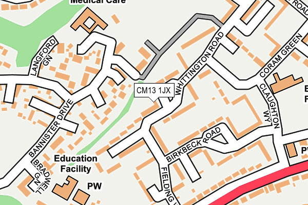 CM13 1JX map - OS OpenMap – Local (Ordnance Survey) CM13 1JX map - OS OpenMap – Local (Ordnance Survey)