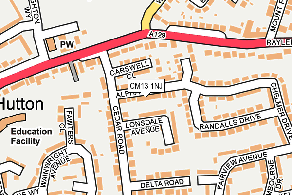 CM13 1NJ map - OS OpenMap – Local (Ordnance Survey) CM13 1NJ map - OS OpenMap – Local (Ordnance Survey)