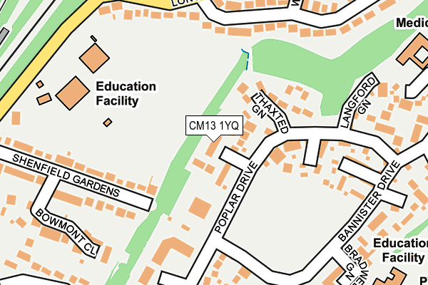 CM13 1YQ map - OS OpenMap – Local (Ordnance Survey) CM13 1YQ map - OS OpenMap – Local (Ordnance Survey)