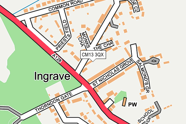 CM13 3QX map - OS OpenMap – Local (Ordnance Survey)
