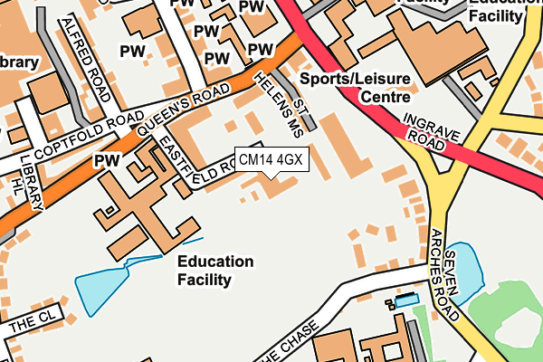 CM14 4GX map - OS OpenMap – Local (Ordnance Survey) CM14 4GX map - OS OpenMap – Local (Ordnance Survey)