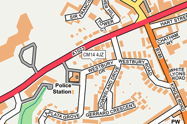 CM14 4JZ map - OS OpenMap – Local (Ordnance Survey) CM14 4JZ map - OS OpenMap – Local (Ordnance Survey)