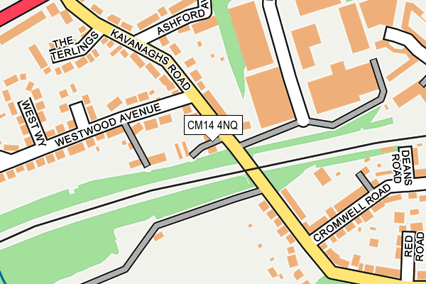 CM14 4NQ map - OS OpenMap – Local (Ordnance Survey) CM14 4NQ map - OS OpenMap – Local (Ordnance Survey)