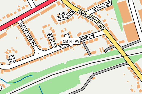 CM14 4PA map - OS OpenMap – Local (Ordnance Survey) CM14 4PA map - OS OpenMap – Local (Ordnance Survey)