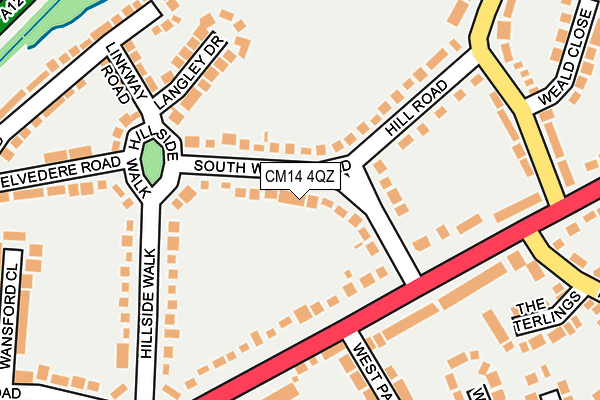 CM14 4QZ map - OS OpenMap – Local (Ordnance Survey) CM14 4QZ map - OS OpenMap – Local (Ordnance Survey)