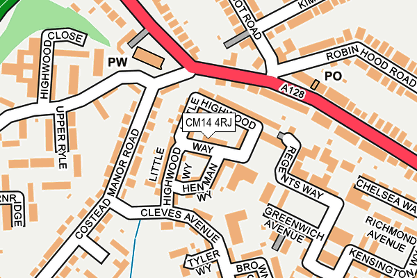 CM14 4RJ map - OS OpenMap – Local (Ordnance Survey) CM14 4RJ map - OS OpenMap – Local (Ordnance Survey)