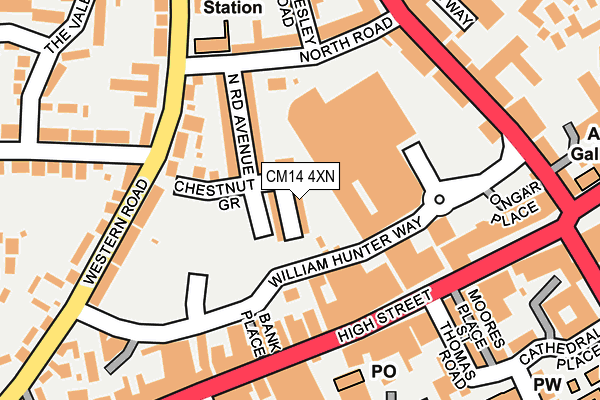 CM14 4XN map - OS OpenMap – Local (Ordnance Survey)