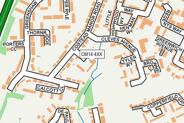 CM14 4XX map - OS OpenMap – Local (Ordnance Survey) CM14 4XX map - OS OpenMap – Local (Ordnance Survey)