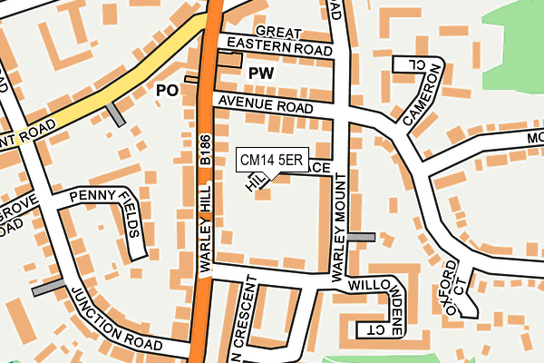 CM14 5ER map - OS OpenMap – Local (Ordnance Survey) CM14 5ER map - OS OpenMap – Local (Ordnance Survey)