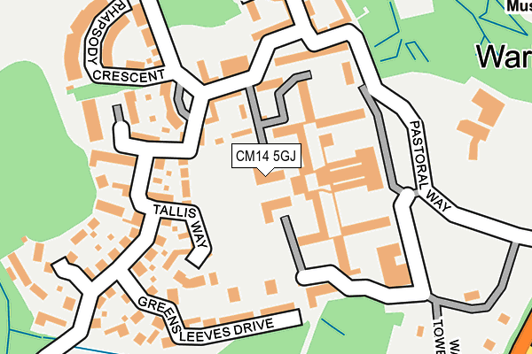 CM14 5GJ map - OS OpenMap – Local (Ordnance Survey) CM14 5GJ map - OS OpenMap – Local (Ordnance Survey)