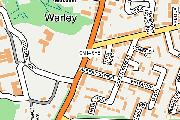 CM14 5HE map - OS OpenMap – Local (Ordnance Survey) CM14 5HE map - OS OpenMap – Local (Ordnance Survey)