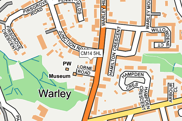 CM14 5HL map - OS OpenMap – Local (Ordnance Survey) CM14 5HL map - OS OpenMap – Local (Ordnance Survey)