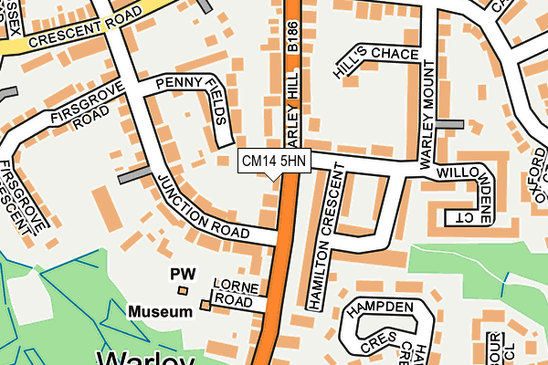 CM14 5HN map - OS OpenMap – Local (Ordnance Survey) CM14 5HN map - OS OpenMap – Local (Ordnance Survey)