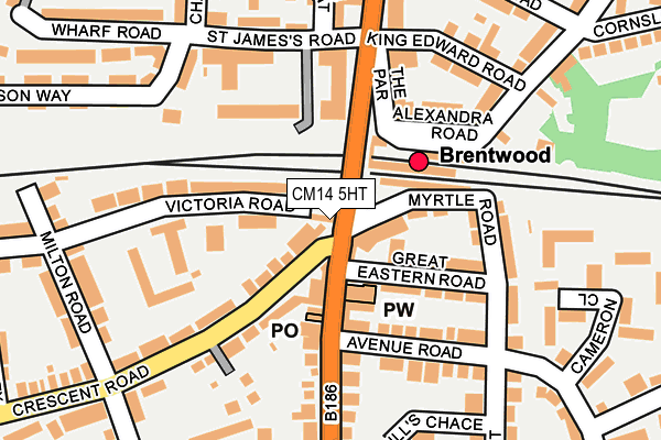 CM14 5HT map - OS OpenMap – Local (Ordnance Survey) CM14 5HT map - OS OpenMap – Local (Ordnance Survey)
