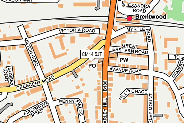 CM14 5JT map - OS OpenMap – Local (Ordnance Survey) CM14 5JT map - OS OpenMap – Local (Ordnance Survey)
