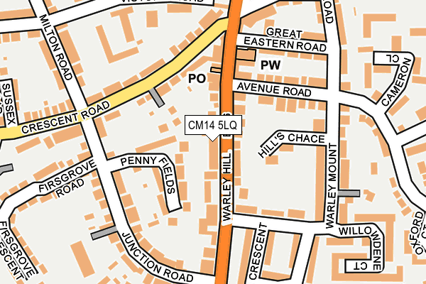 CM14 5LQ map - OS OpenMap – Local (Ordnance Survey) CM14 5LQ map - OS OpenMap – Local (Ordnance Survey)