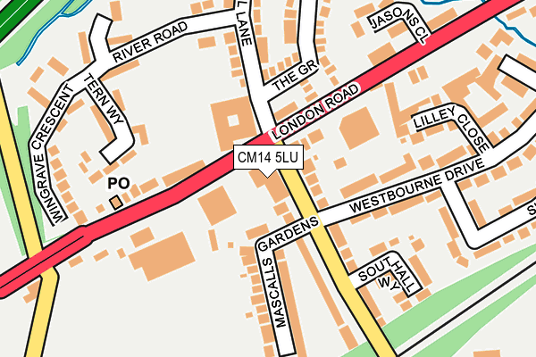 CM14 5LU map - OS OpenMap – Local (Ordnance Survey) CM14 5LU map - OS OpenMap – Local (Ordnance Survey)