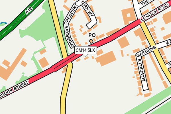 CM14 5LX map - OS OpenMap – Local (Ordnance Survey) CM14 5LX map - OS OpenMap – Local (Ordnance Survey)
