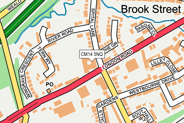CM14 5NQ map - OS OpenMap – Local (Ordnance Survey) CM14 5NQ map - OS OpenMap – Local (Ordnance Survey)