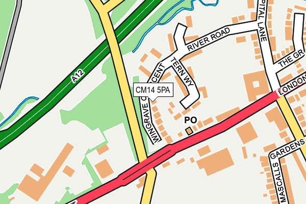 CM14 5PA map - OS OpenMap – Local (Ordnance Survey) CM14 5PA map - OS OpenMap – Local (Ordnance Survey)