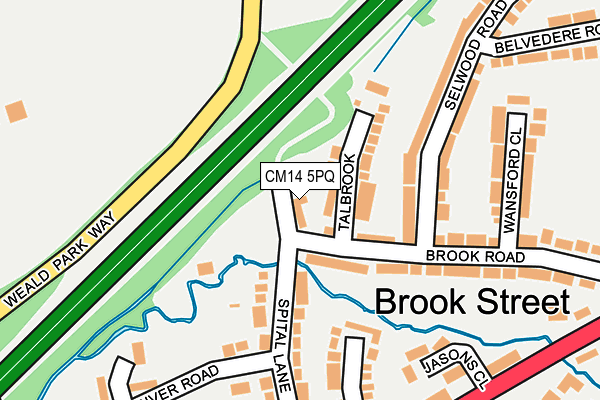 CM14 5PQ map - OS OpenMap – Local (Ordnance Survey) CM14 5PQ map - OS OpenMap – Local (Ordnance Survey)