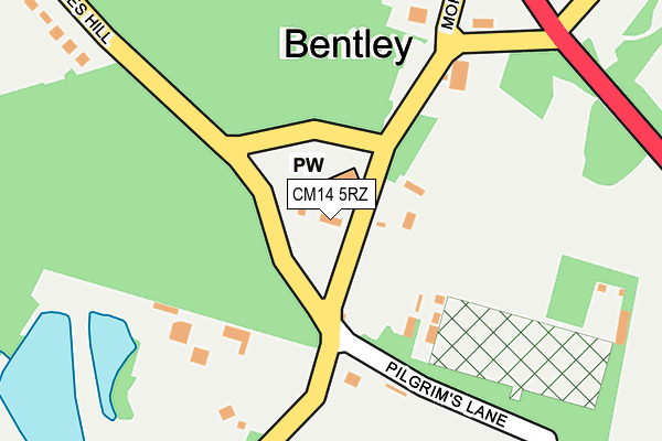 CM14 5RZ map - OS OpenMap – Local (Ordnance Survey) CM14 5RZ map - OS OpenMap – Local (Ordnance Survey)
