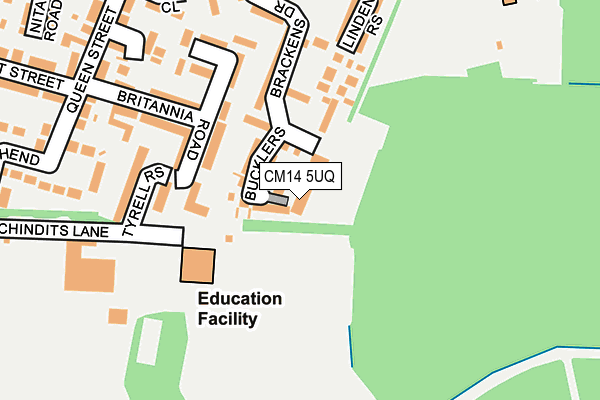 CM14 5UQ map - OS OpenMap – Local (Ordnance Survey) CM14 5UQ map - OS OpenMap – Local (Ordnance Survey)
