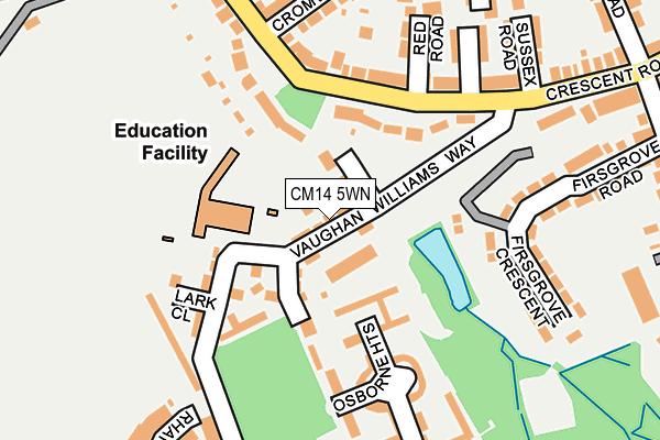 CM14 5WN map - OS OpenMap – Local (Ordnance Survey) CM14 5WN map - OS OpenMap – Local (Ordnance Survey)