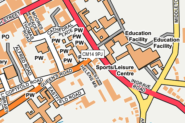 CM14 9PJ map - OS OpenMap – Local (Ordnance Survey) CM14 9PJ map - OS OpenMap – Local (Ordnance Survey)