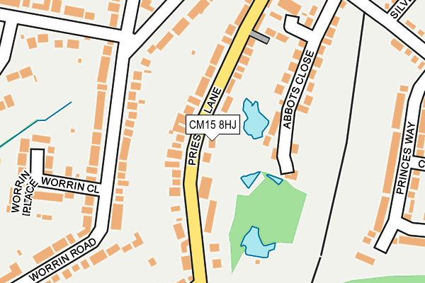 CM15 8HJ map - OS OpenMap – Local (Ordnance Survey) CM15 8HJ map - OS OpenMap – Local (Ordnance Survey)