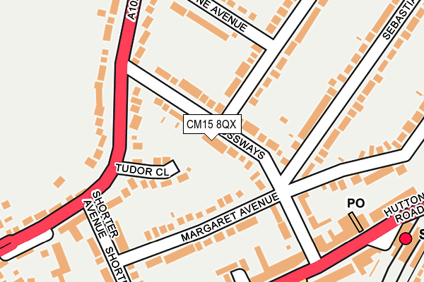 CM15 8QX map - OS OpenMap – Local (Ordnance Survey)