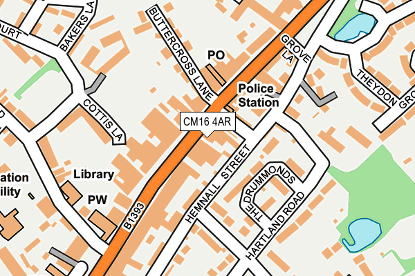 CM16 4AR map - OS OpenMap – Local (Ordnance Survey) CM16 4AR map - OS OpenMap – Local (Ordnance Survey)