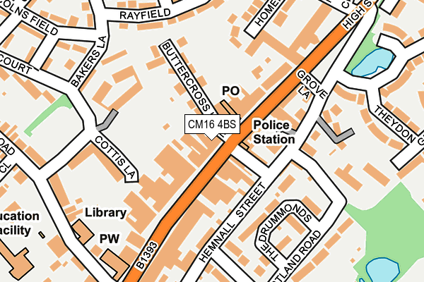 CM16 4BS map - OS OpenMap – Local (Ordnance Survey) CM16 4BS map - OS OpenMap – Local (Ordnance Survey)