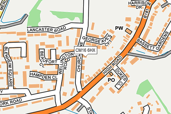 CM16 6HX map - OS OpenMap – Local (Ordnance Survey) CM16 6HX map - OS OpenMap – Local (Ordnance Survey)